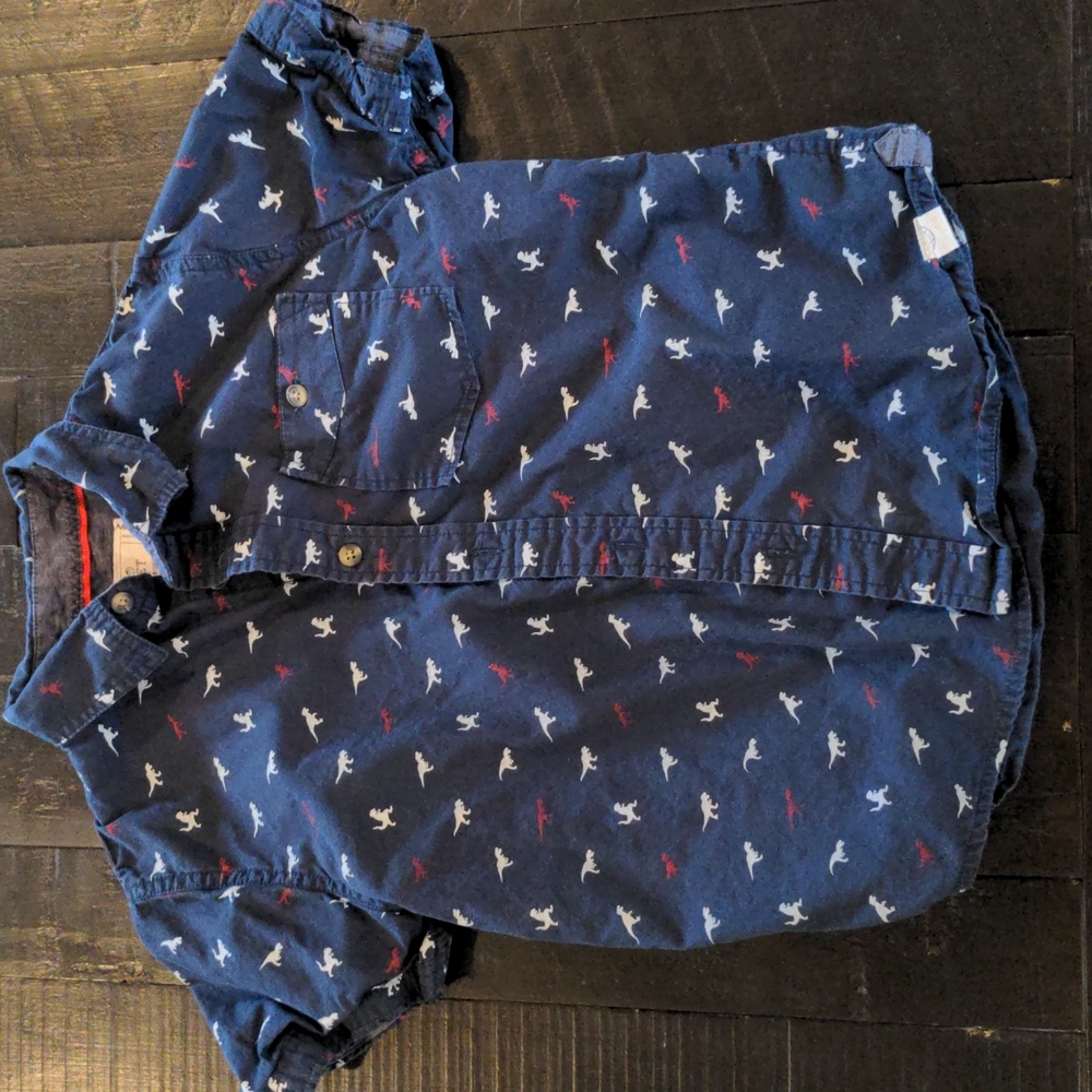 Dinosaur print short sleeve button-down